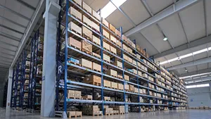 Modern Warehouse Shelving System Wallpaper