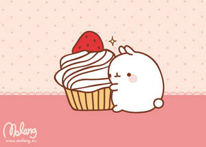 Molang Hugging A Cupcake Wallpaper