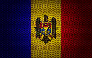 Moldova Flag With Metal Texture Wallpaper