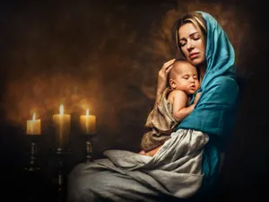 Mom And Son Reenactment Of Mary Wallpaper