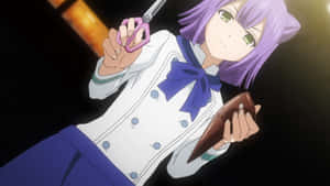 Momo Akanegakubo Anime Character With Knife And Chocolate Wallpaper