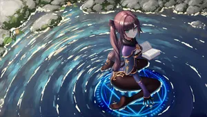 Mona From Genshin Impact In An Enchanting Astrologer Pose Wallpaper