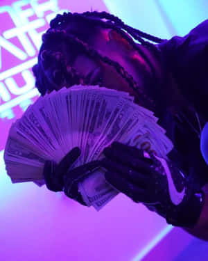 Money Fanin Purple Light Wallpaper