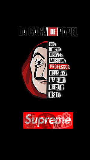 Money Heist Dali Mask And Supreme Wallpaper