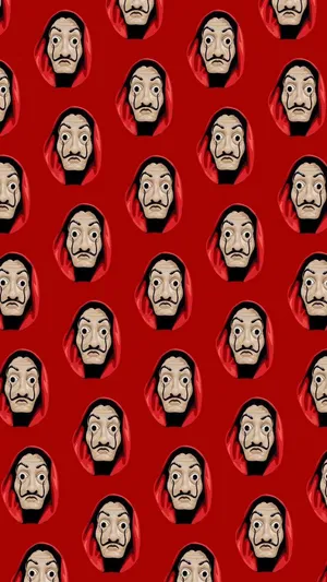 Money Heist Mask Pattern Wallpaper