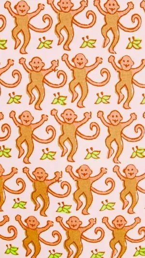 Monkey Pattern Fabric Preppy Design Wallpaper