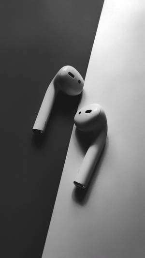 Monochromatic Apple Airpods Wallpaper