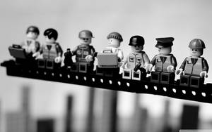 Monochromatic Lego Workers Wallpaper