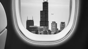 Monochromatic Plane Window Photo Wallpaper