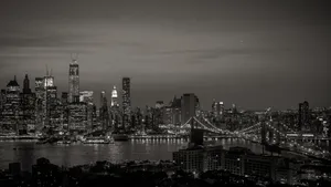 Monochromatic Skyline – A Stunning Black And White Cityscape Wallpaper