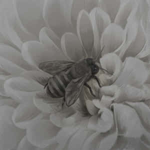 Monochrome Beeon Flower Artwork Wallpaper