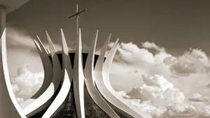 Monochrome Cathedral Of Brasilia Wallpaper