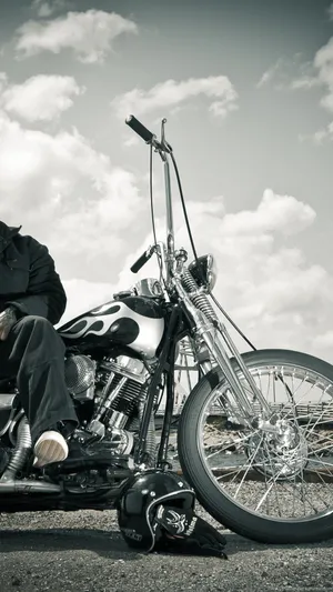 Monochrome Chopper Motorcycle Wallpaper