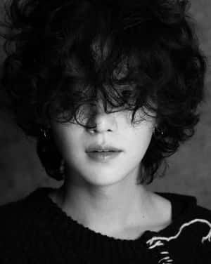 Monochrome_ Curly_ Hair_ Portrait Wallpaper