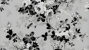 Monochrome Floral Pattern Wallpaper