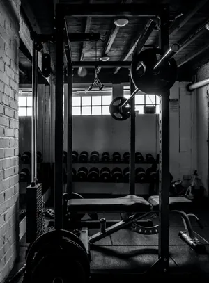 Monochrome Gym Squat Rack Setup Wallpaper