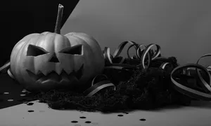 Monochrome Halloween Pumpkinand Decorations Wallpaper