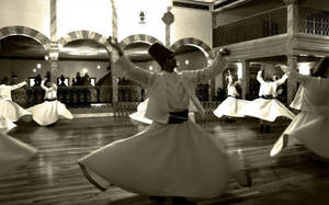 Monochrome Konya Dervishes Wallpaper