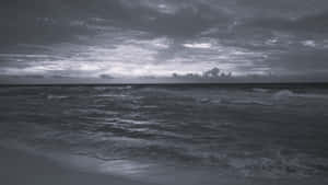 Monochrome_ Ocean_ Sunset_ Serenity Wallpaper