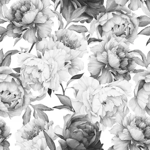 Monochrome_ Peony_ Pattern Wallpaper
