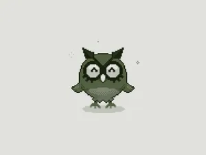 Monochrome Pixel Art Of Hoothoot Pokémon Wallpaper