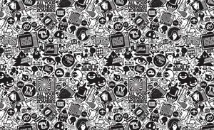 Monochrome Pop Art Collage Wallpaper