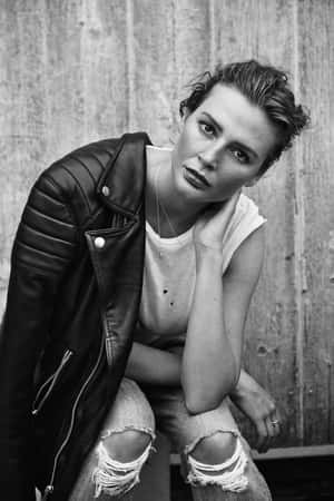 Monochrome Portrait Leather Jacket Wallpaper