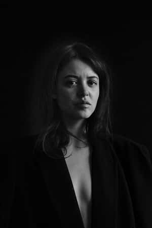 Monochrome_ Portrait_of_ Woman_in_ Black Wallpaper