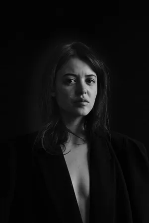 Monochrome_ Portrait_of_ Woman_in_ Black Wallpaper