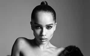 Monochrome Portrait Zoe Kravitz Wallpaper