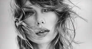 Monochrome Portraitof Womanwith Windblown Hair Wallpaper