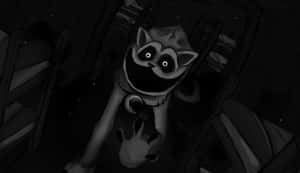 Monochrome Raccoon Cartoon Wallpaper