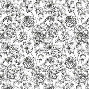 Monochrome Rose Pattern.jpg Wallpaper