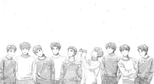 Monochrome_ Sketch_ Group_of_ Boys Wallpaper