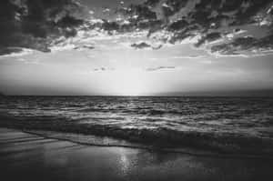 Monochrome_ Sunset_ Ocean_ View Wallpaper