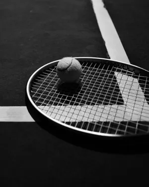 Monochrome_ Tennis_ Racket_and_ Ball Wallpaper