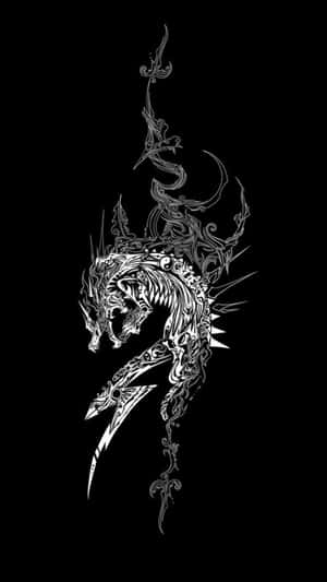 Monochrome_ Tribal_ Dragon_ Art Wallpaper