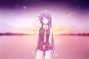 Monogatari Hitagi Aesthetic Pink Wallpaper