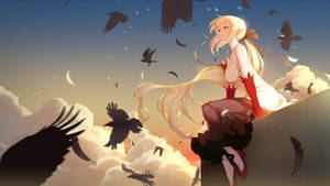 Monogatari Shinobu Oshino Birds Wallpaper