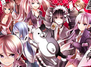 Monokuma With Danganronpa Anime Characters Wallpaper