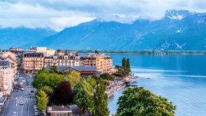 Montreux Lakeside Panorama Wallpaper
