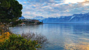 Montreux Lakeside Panorama Wallpaper