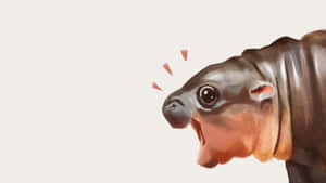 Moo Deng Animal Illustration Wallpaper