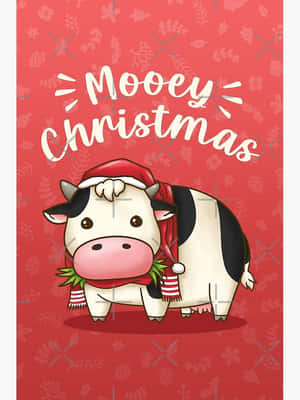 Mooey Christmas Cow Illustration Wallpaper