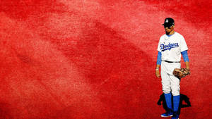 Mookie Betts On Red Field Wallpaper