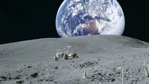 Moon 4k View Of Earth Lunar Rover Wallpaper