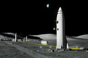 Moon Colony Rocket Launchpad Wallpaper