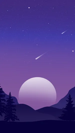 Moon On Dark Purple Night Sky Wallpaper