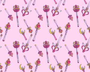 Moon Stick Sailor Moon Pattern Wallpaper