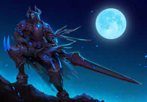 Moonlit_ Armored_ Warrior Wallpaper